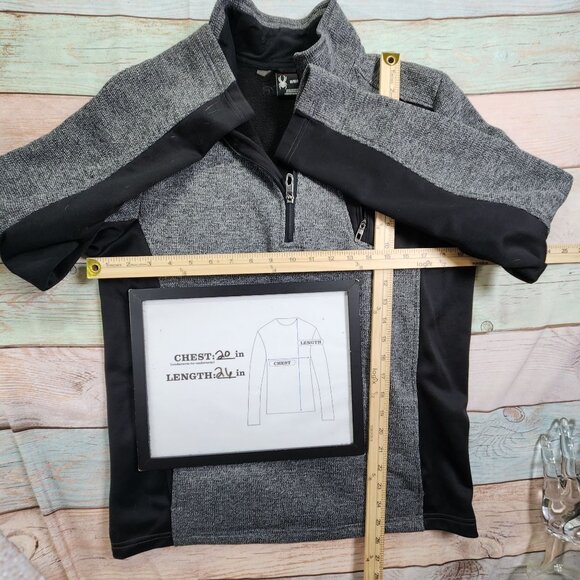 Spyder Mens Medium Gray Quarter Zip Pullover Sweater Embroidered Logo - Picture 13 of 13